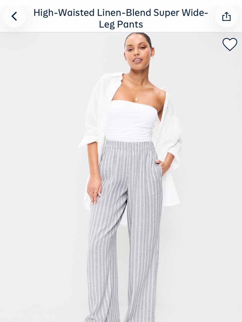 Old Navy Gray/Blue and White Striped Wide-Leg Pants